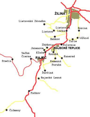 térkép - Rajec-völgy